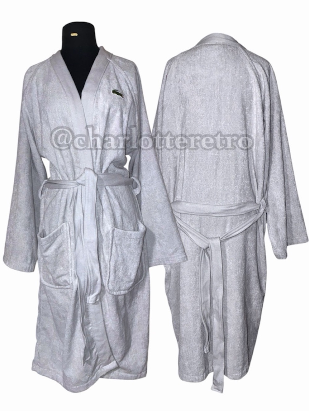 NWT Lacoste • Classic Pique Cotton Terry Robe - Micro Chip (Grey)